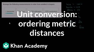 Unit conversion ordering metric distances  Measurement and data  5th grade  Khan Academy [upl. by Hatnamas]