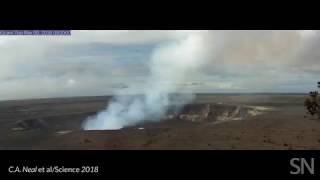 Watch Kilaueas summit caldera collapse  Science News [upl. by Ataner]