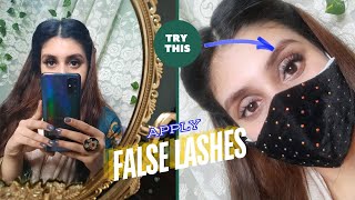 THE EASIEST WAY TO PUT ON FALSE EYELASHES  khadijaarif fakeeyelashes beginnertutorials [upl. by Hgiel]