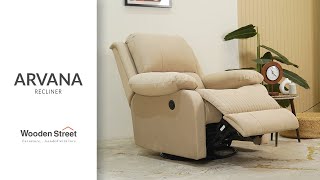 Arvana Suede Fabric Rocking Revolving Motorized Recliner  Best Recliner Chair  Wooden Street [upl. by Neumeyer]