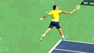 Almagro backhand Serve return Head height ball Super slow motion [upl. by Greenfield]