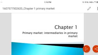 chapter 1 primary market  intermediaries of new issue market [upl. by Animlehliw]