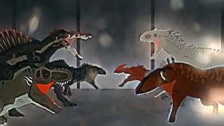 team spinosaurus vs team indominus rex  dinosaur battle  stick nodes pro animation [upl. by Htebasile]