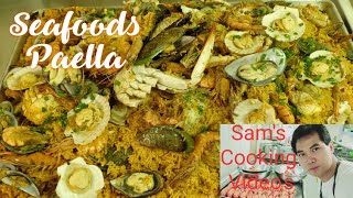 SEAFOODS PAELLA  Paella easy Recipe  How to prepare seafoods Paella  Sams Cooking Videos [upl. by Oirrad]