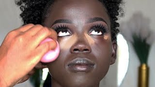 HOW TO DO FULL FACE MAKEUP ON VERY DARK SKIN  EBONY SKIN [upl. by Noskcaj]