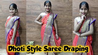 Dhoti style saree draping for kids Maharashtra style saree drapingreposting the video [upl. by Saraann]