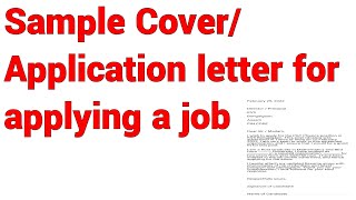 SAMPLE COVER LETTER  SAMPLE APPLICATION LETTER FOR JOBS I MOST EFFECTIVE COVERING LETTER SAMPLE [upl. by Lashonda705]