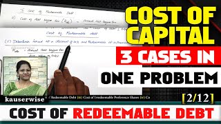 212 Cost of Capital  FM  Cost of Debt  Redeemable Debt  Numerical Problem  kauserwise [upl. by Analram]