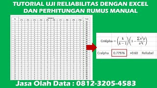 Cara melakukan uji Reliabilitas Cronbach Alpha dengan Excel dan Perhitungan Rumus Manual [upl. by Elita632]