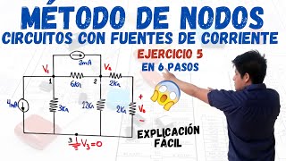 METODO DE NODOS en CIRCUITOS ELECTRICOS ✔️ con FUENTES DE CORRIENTE ⮞ 1 EJERCICIO RESUELTO FÁCIL 😎 [upl. by Ilil897]