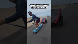 Skateboard with a bike trailer attachment dadlife supskate biketrailer longboard hamboards [upl. by Naraa]