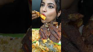 ASMR Eating Spicy King Fish CurryFull Fish FryRiceFish Curry Masala Big Bites ASMR Eating Mukbang [upl. by Izawa]