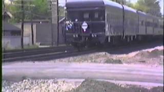 Amtrak 49 at Elkhart IN with Golden Moon and Imperial Leaf private cars May 9 1987 [upl. by Goldina768]