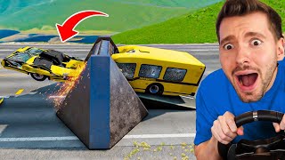 Destruindo CARROS com um TRITURADOR A 1800kmh  BeamNG Drive [upl. by Ellinej]