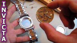 INVICTA Watch Repair Glass Crystal replace battery reserve specialty remove movement crown case [upl. by Aihsetan440]