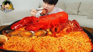 ASMR MUKBANG 직접 만든 랍스터 열라면 김밥 김치 유부초밥 먹방 RAMYEON amp KIMBAP MUKBANG EATING SOUND [upl. by Justino]