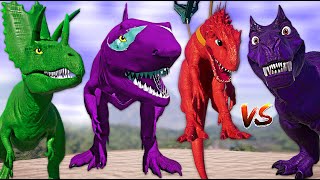 BLUE ULTİMASAURUS VS TREX And CARNOTAURUS Battles Of Colorful Dinosaurs  Jurassic World Evolution [upl. by Haroppiz]