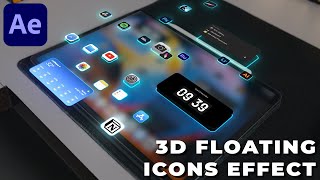 3D Floating Icons Effect in After Effects  After Effects Tutorial [upl. by Shien]