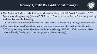 Department of Transportation DOT Drug amp Alcohol Testing Rule Changes Effective Jan 1 2018 [upl. by Nahgeem593]