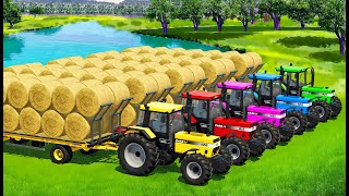 HARVESTING LOAD amp MAKE BALES WITH CASE MAHINDRA TRACTORS amp HARVESTERS  FS22 [upl. by Nylram]