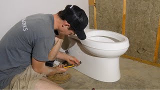 Toilet Install on a Concrete Slab starttofinish [upl. by Heffron128]