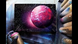 Pink Planet SPRAY PAINT ART by Skech [upl. by Fenner687]