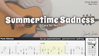 Summertime Sadness  Lana Del Rey  Fingerstyle Guitar  TAB  Chords  Lyrics [upl. by Halak]