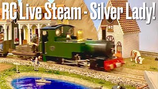 Casselman ON Michael’s RH Silver Lady RC Live Steam Loco Visit gscale livesteam modeltrains [upl. by Yrrac]