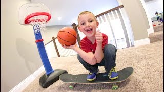 FATHER SON BASKETBALL SKATEBOARD TRICK SHOTS [upl. by Logan]