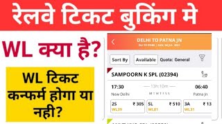 WL ka matlab kya hota hai  WL ticket confirmation chances  WL Waiting List means in hindi [upl. by Shepard]