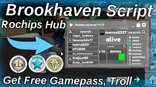 Roblox Brookhaven Script Rochips Universal  Unlock All Gamepass Admin Troll  Fluxus Arceus X [upl. by Rafe725]