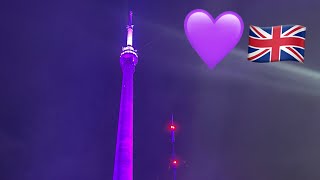 Emley Moor Mast Transmitter Purple For The Queen RIP Queen Elizabeth II 💜 [upl. by Cesya]