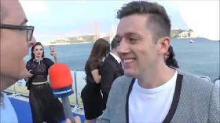 Interview with Vanja Radovanović from Montenegro  Eurovision Blue carpet Lisbon 2018 [upl. by Abbotsen]