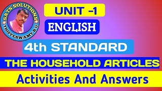 4TH STANDARD ENGLISH UNIT 1  HOUSEHOLD ARTICLES  ANSWERS [upl. by Mazman]