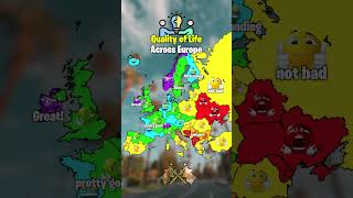 Quality of Life in Europe  mapping geography shorts [upl. by Ardnassak]