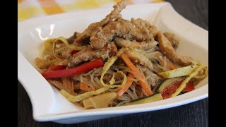 Homemade Glass Noodles with Vegetables  Glass Nudeln Recipe Japchae [upl. by Einhpets]