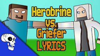 Herobrine vs Griefer RAP BATTLE LYRIC VIDEO by JT Music [upl. by Vareck549]