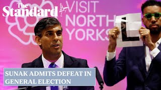 UK general election Rishi Sunak admits defeat and takes responsibility for the loss [upl. by Ahseined]