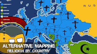 Predominant religion in each country around the world  Alternative Mapping P4 [upl. by Ellebyam]