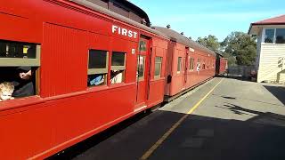 Moorooduc Mornington Tourist Railway Train arriving with folksy live Rock n Roll and dancing [upl. by Ahsaeyt]