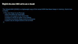 React Interview questions 1 Explain the virtual DOM and its role in React [upl. by Whelan]