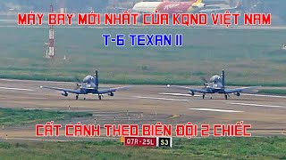 Hiếm gặp Máy bay huấn luyện T6 Texan II mang phù hiệu KQNDVN cất cánh biên đội ở sb Tân Sơn Nhất [upl. by Tymes]