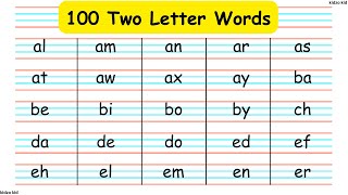 100 Two Letter Words 2 letter words A to Z English 2 letters words English words for kids [upl. by Au]