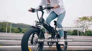 RIDSTAR H20 Foldable Ebike 20quot Fat Tyre 48V 1000W Peak Motor [upl. by Ielerol]