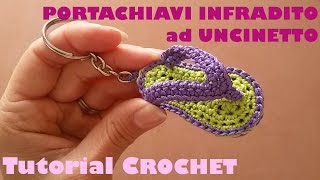 Tutorial portachiavi infradito ad uncinetto sub English and Espanol [upl. by Averi]