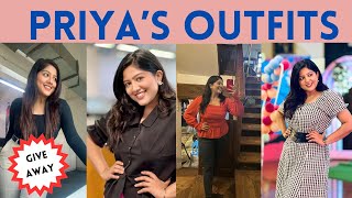 Priya’s outfits 👗 Collection  Seetharamaserial  Giveaway challenge 😲 ​⁠​⁠MeghanaShankarappa [upl. by Akinat]