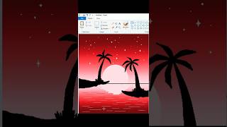 Night scenery Drawing in MS paintMS paint drawing in computerbeautiful scenery Drawing scenery [upl. by Merriott]