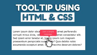 A Simple Tooltip Using HTML and CSS [upl. by Sarkaria619]