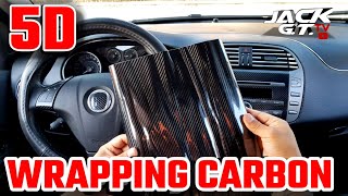 Applicazione pellicola 5D effetto carbonio su interni auto  Wrapping Carbon 5D [upl. by Rusert]