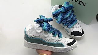 Lanvin Curb Sneaker White Blue Unboxing Review [upl. by Nnad]